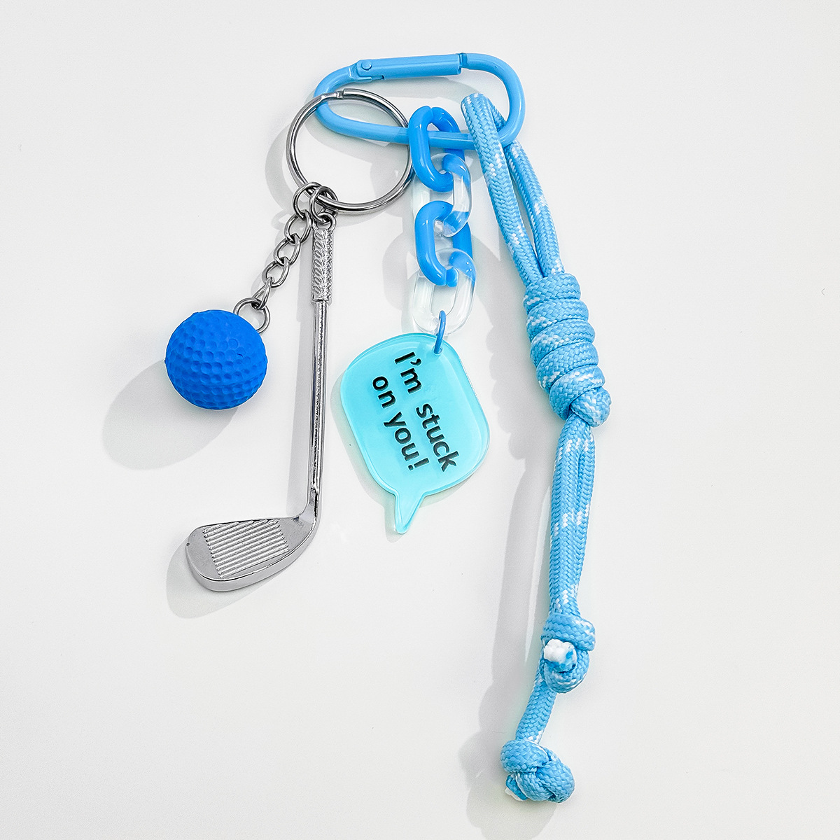 Multicolor Golf Volleyball Baseball Badminton Braided Rope Knot Sports Theme Lanyard Keychain Bag Pendant