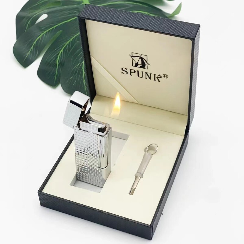 Manufacturer Wholesale New Metal Grinding Wheel Oblique Fire Lighter Creative Fashion Engraving Resin Advertising Gift Customization