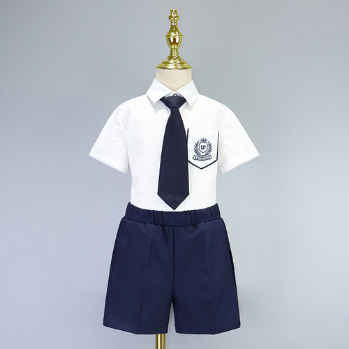 School uniform for primary school students, kindergarten children's uniforms, children's class wear, performance in English style, boys and girls' shirts, campus clothing.