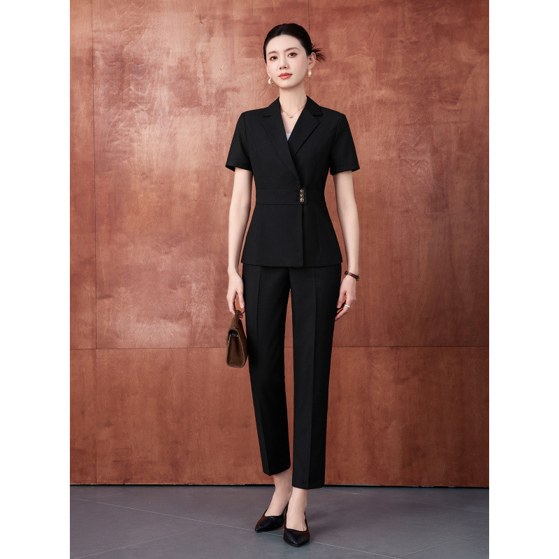 High-End Short-Sleeved Suit Jacket for Women, Summer Thin Style Professional Wear, Elegant Goddess Style Jewelry Store Work Uniform Set
