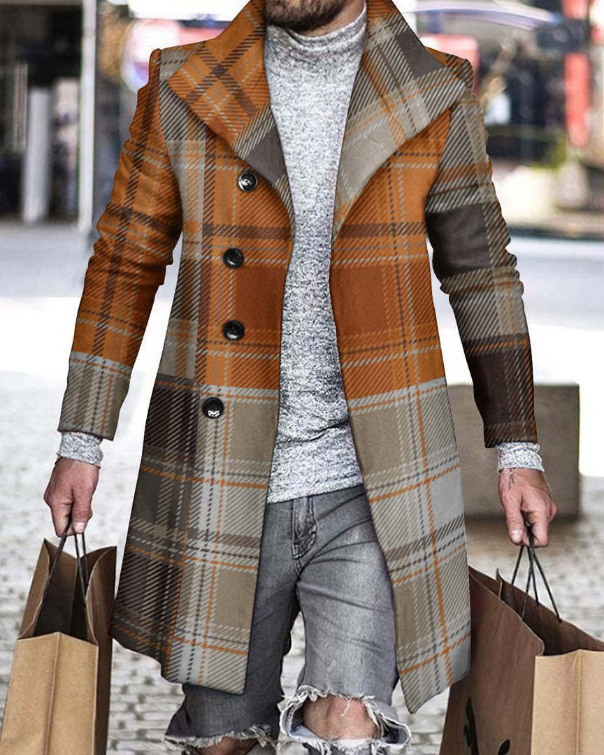 Abrigo a cuadros para hombre 2024 nuevo producto comercio exterior chaqueta wish estación europea Amazon rompevientos AliExpress lana al por mayor