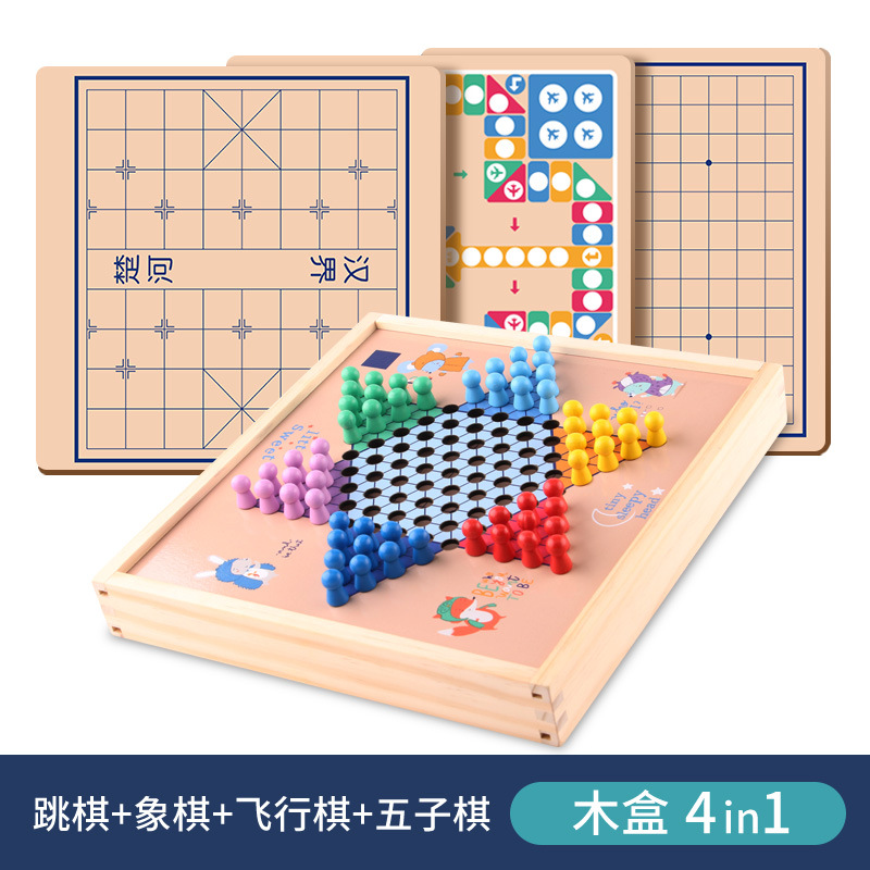 Damas de Ajedrez de cinco piezas de ajedrez animal ajedrez de cinco piezas de ajedrez Snake Ajedrez multi-funcional de dos en uno de madera de los niños juguetes educativos