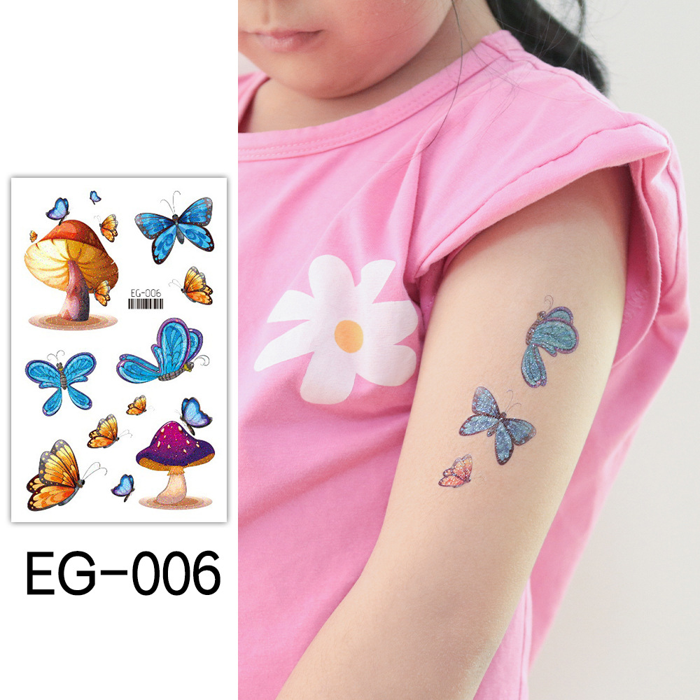 Ruikarong transfronteriza de dibujos animados brillo sirena tatuaje pegatinas mariposa impermeable niños tatuaje pegatinas ventas directas de la fábrica