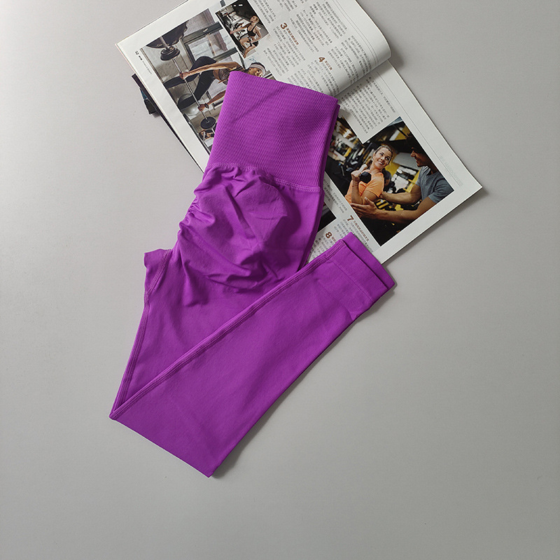 Pantalones de gimnasio sin costura europeos y estadounidenses, cintura alta, abdomen, caderas, pantalones de melocotón para correr, yoga, leggings apretadas