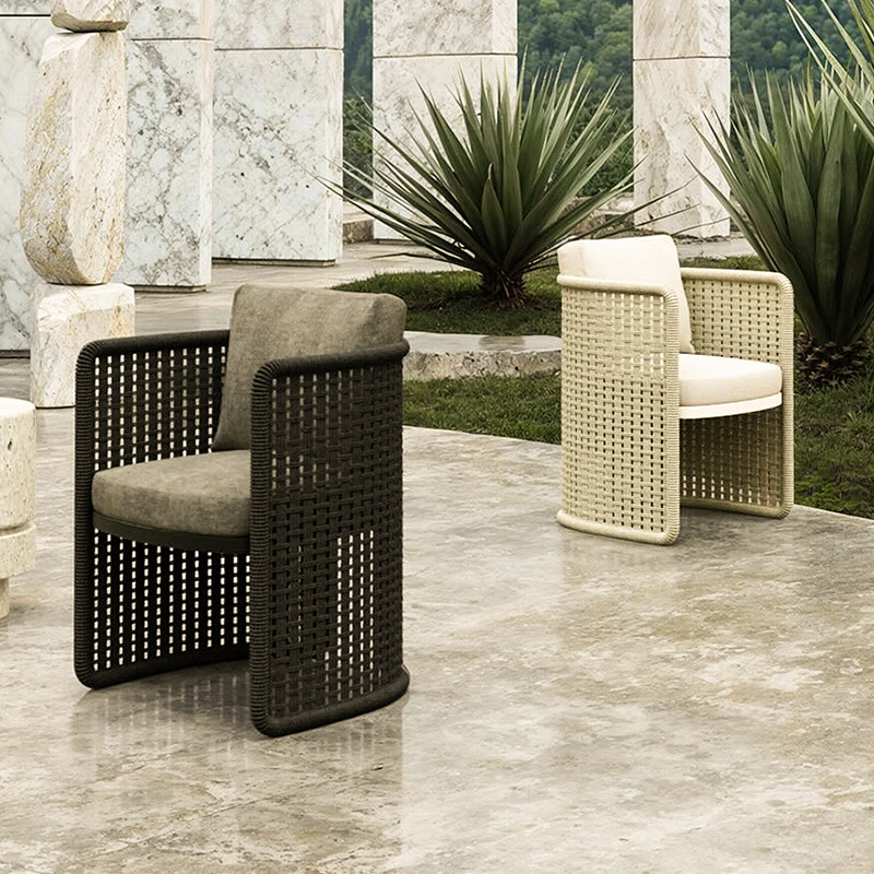 Mesa y silla al aire libre Villa patio al aire libre alojamiento residencial impermeable y protector solar mesa larga al aire libre jardín terraza combinación de silla de caña ocio
