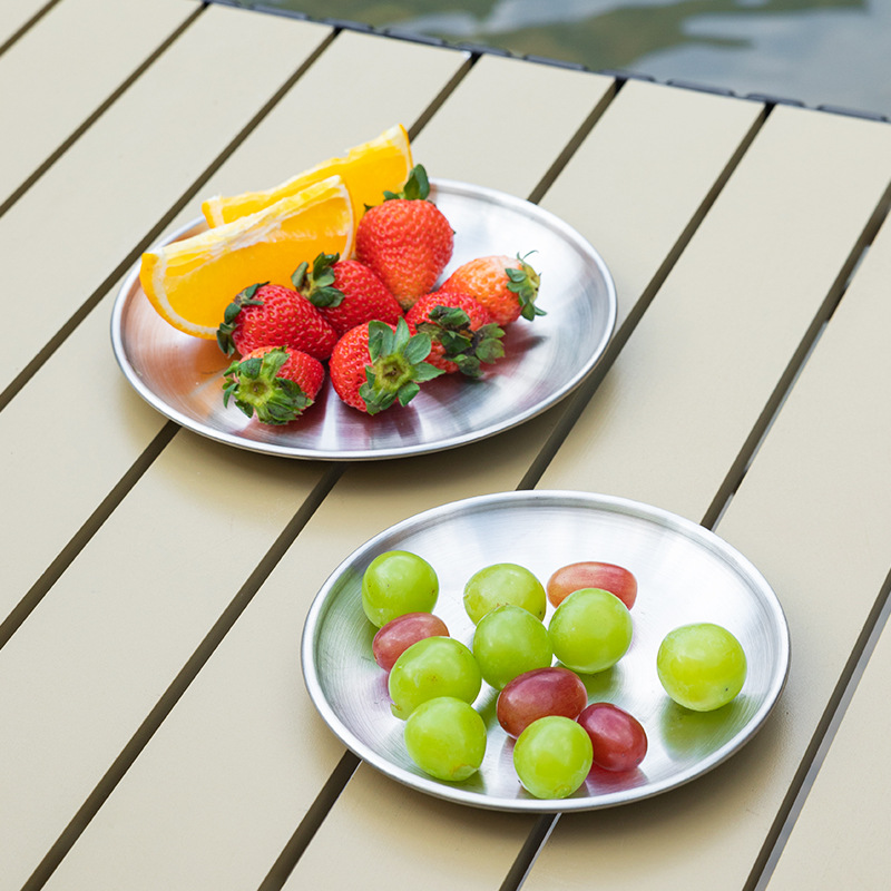 304不鏽鋼野餐餐盤淺盤碟子平盤館戶外小吃韓式菜盤便攜廠家批發