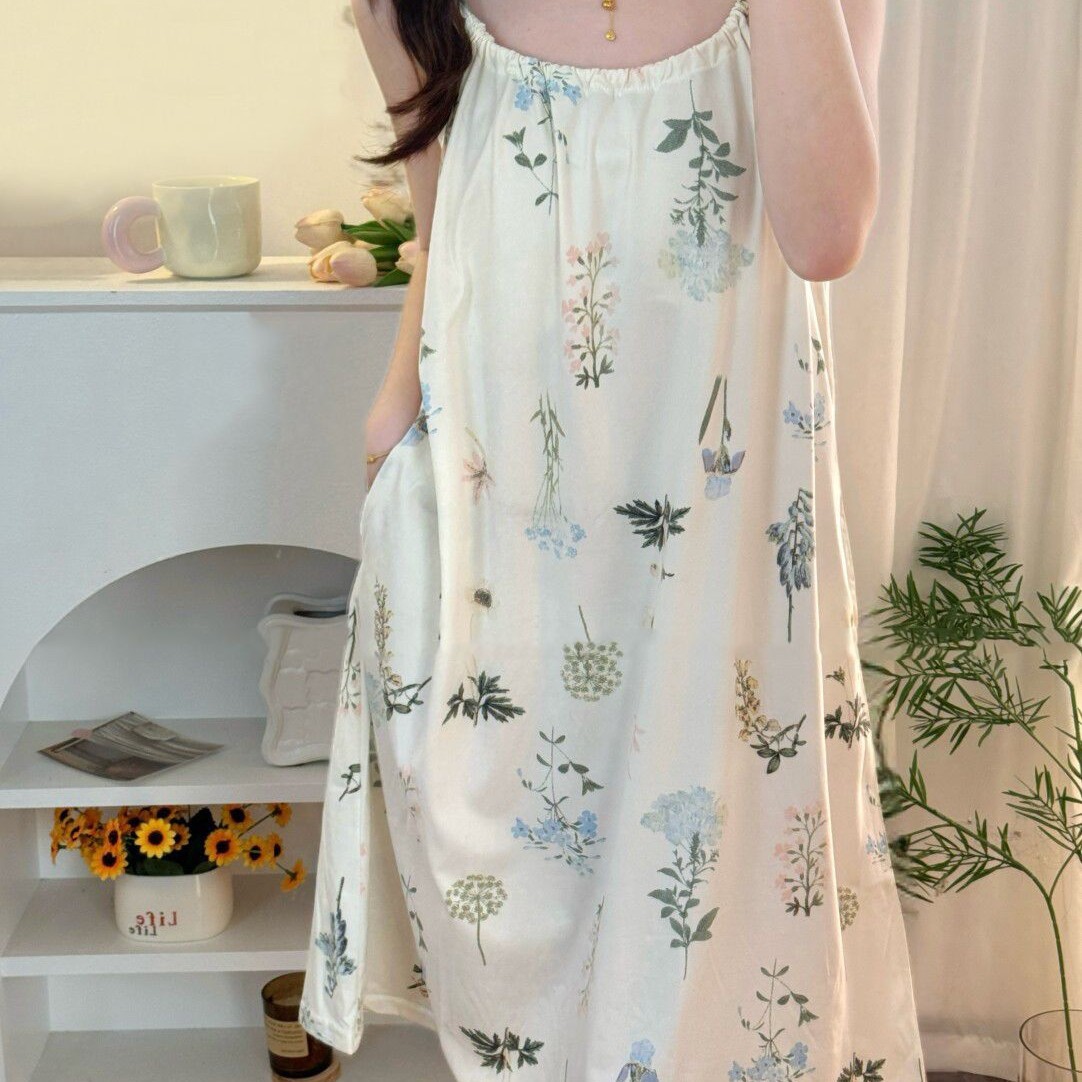 Pijamas de verano al por mayor transfronterizos camisón de mujer camisola elástico transpirable casual cabestrillo suelto servicio a domicilio nube algodón