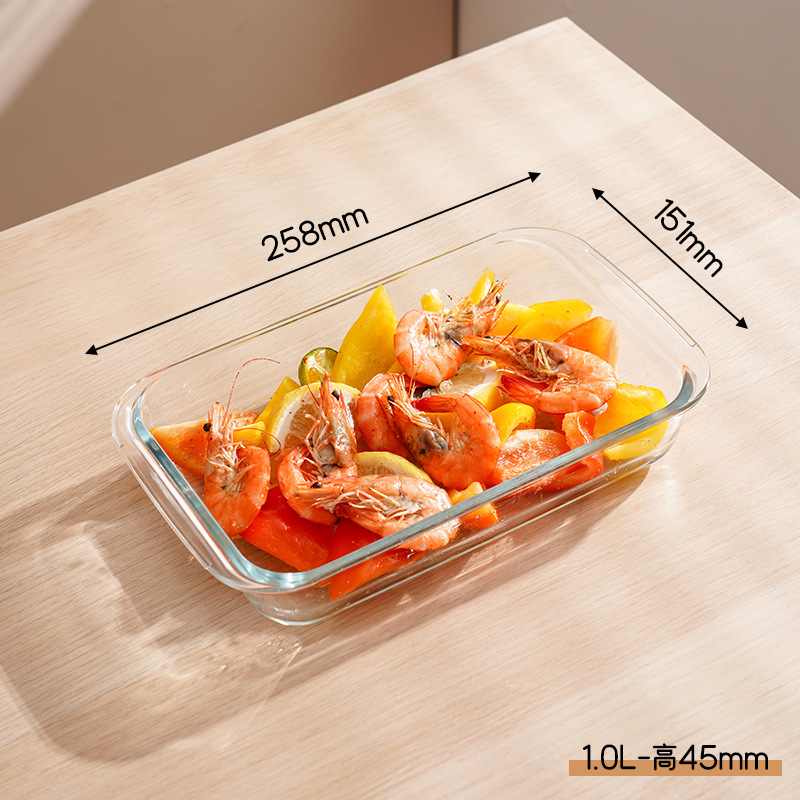 Placa de horneado de vidrio para hornear horno de microondas resistente al calor, placa de pescado doméstica especial, placa de arroz de vidrio de alto boro, placa de frutas