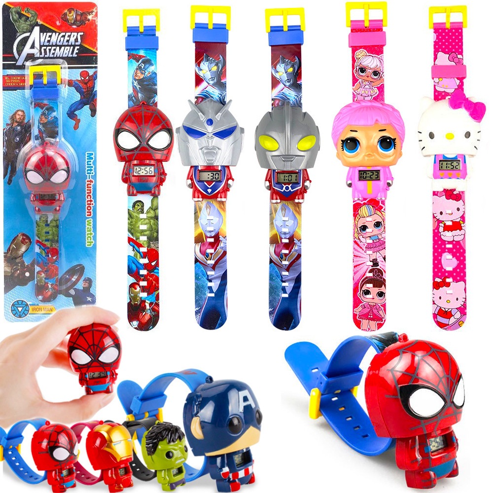 Street Stall Supply Cartoon Electronic Watch Telescopic Watch Deformation Catapult Watch Kindergarten Children's Toys Gifts