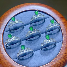 迈思卡s925银翡翠冰种阳绿戒指女轻奢小众设计简约活口复古高级感