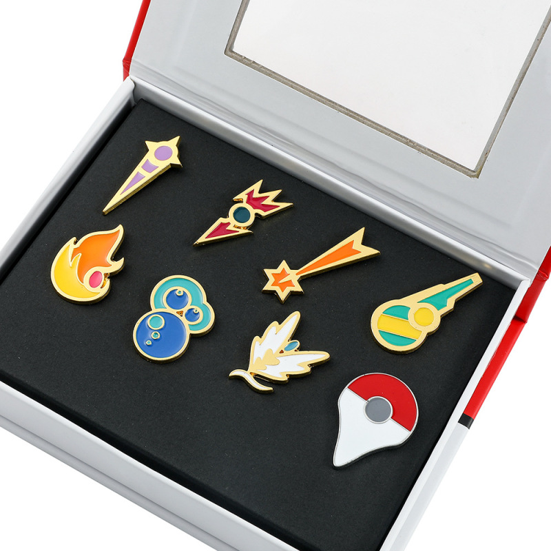 国境を越えて人気のあるポケモンの金属バッジ宝可夢セットの美しい箱プレゼントピン漫画ブローチ|undefined