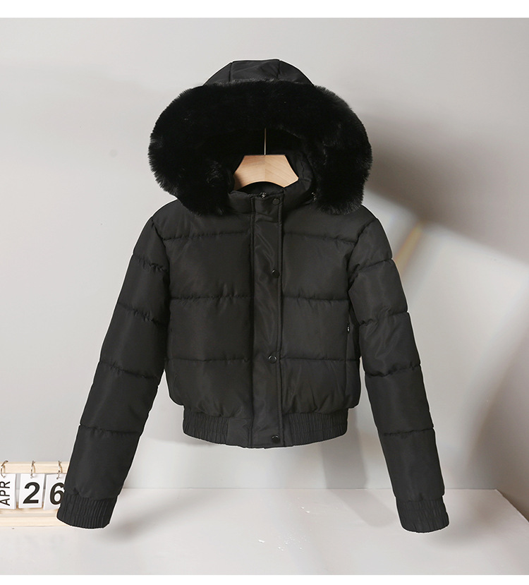 2025 nuevo otoño invierno abrigo abrigo de pluma de algodón mujer corto interior de vello grueso cuello de cabello chaqueta de algodón de manga larga image 6