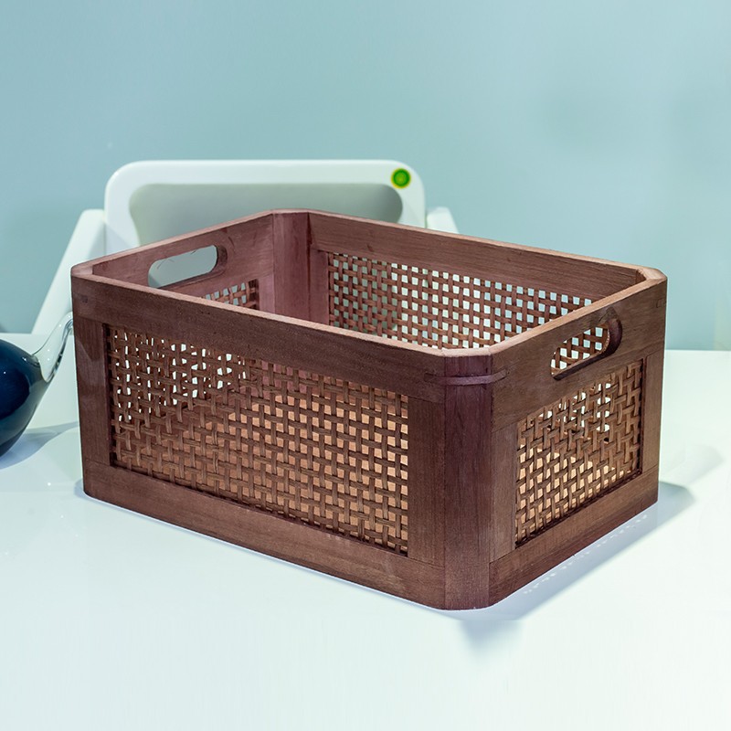 Canasta de escritorio de nuez transfronteriza sala de estar caja de almacenamiento de libros cajón de madera sólida oficina caja de madera