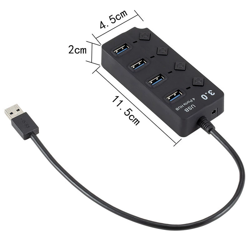 USB 3.0 хаб 4 порта с кнопочным переключателем, USB3.0 один на четыре, измерительный