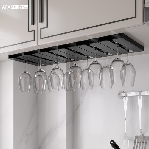 Hole-free Space Aluminum Red Wine Glass Rack, Gold Glass Wine Glass Rack, Bar Inverted Suspension High-Heeled Glass Cup Drain Rack