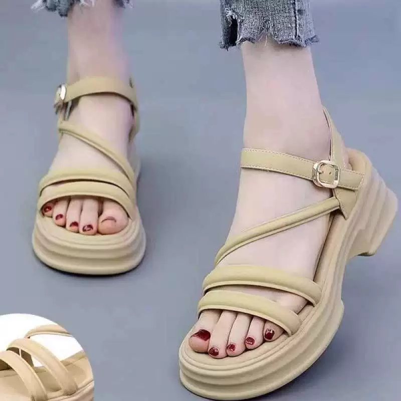 Женские летние босоножки на толстой подошве, новинка 2025 года, в стиле феи, с мягкой подошвой, римские сандалии для юбок и пляжа.