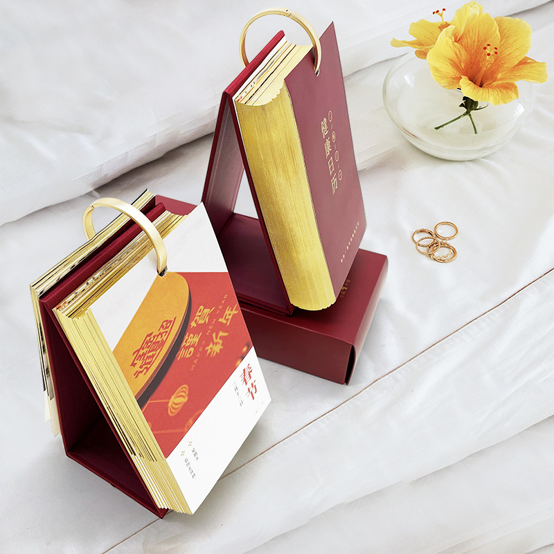 365日历排版印刷木条底座台历印刷精美日历礼品包装台历直接厂家