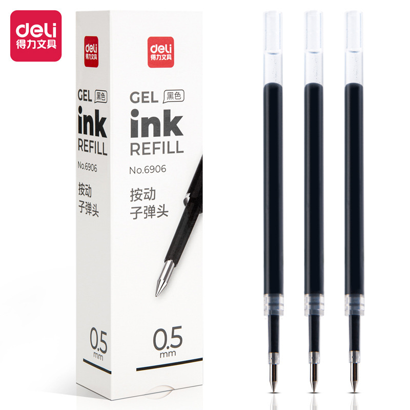 Deli 6906 Retractable Gel Pen Refill 0.5mm Bullet Tip Black Red Blue Ink Blue Retractable Pen Refill Deli 6906 Retractable Gel Pen Refill 0.5mm Bullet Tip Black Red Blue Ink Blue Retractable Pen Refill