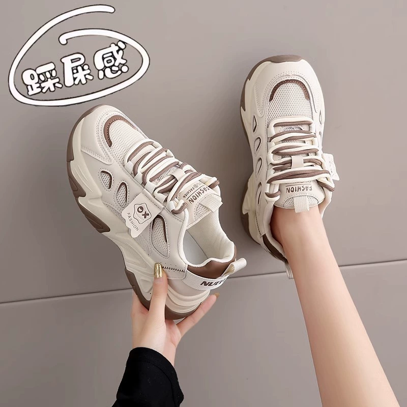 Женские весенне-летние новые кроссовки на толстой подошве с эффектом "попса", дышащие сетчатые повседневные кеды в стиле "dad shoes"