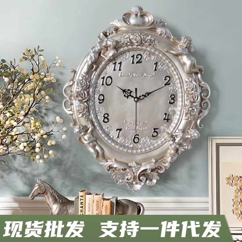 クリエイティブエンジェル樹脂工芸品リビングルーム壁掛け家庭用寝室ホテルレストラン壁掛け時計静音時計|undefined