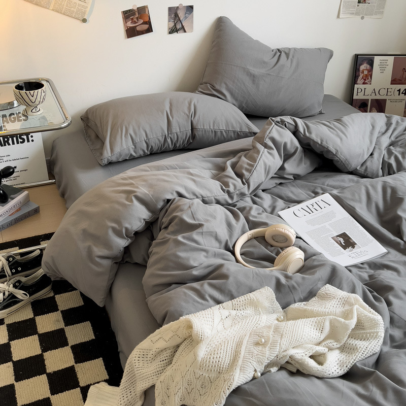 Madre y bebé clase A dormitorio desnudo cuatro piezas de algodón puro algodón colcha cubierta sábanas de cama de dormitorio de estudiantes tres piezas de conjunto