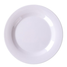 Z655白色加厚平圆盘子密胺圆盘鱼盘仿瓷塑料火锅菜碟西餐碟快餐盘