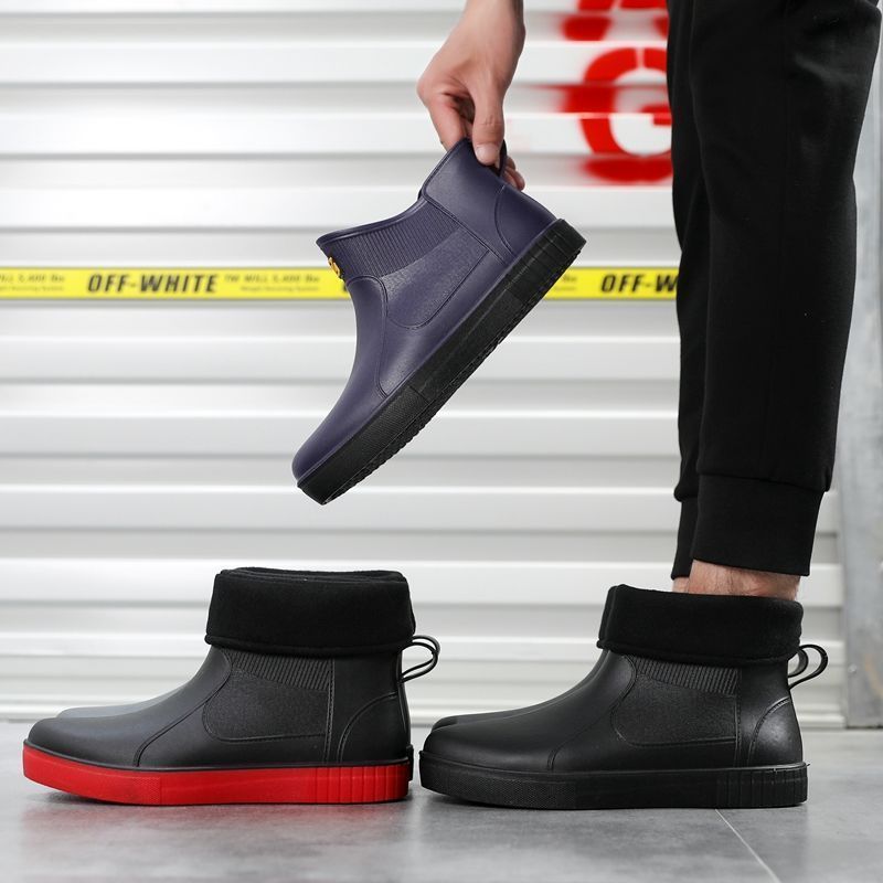 Fashionable Outdoor Fishing Waterproof Non-Slip Mid-Tube Short-Tube Korean Style Adult Water Shoes Water Boots Rubber Shoes Warm Rain Boots Rain Boots