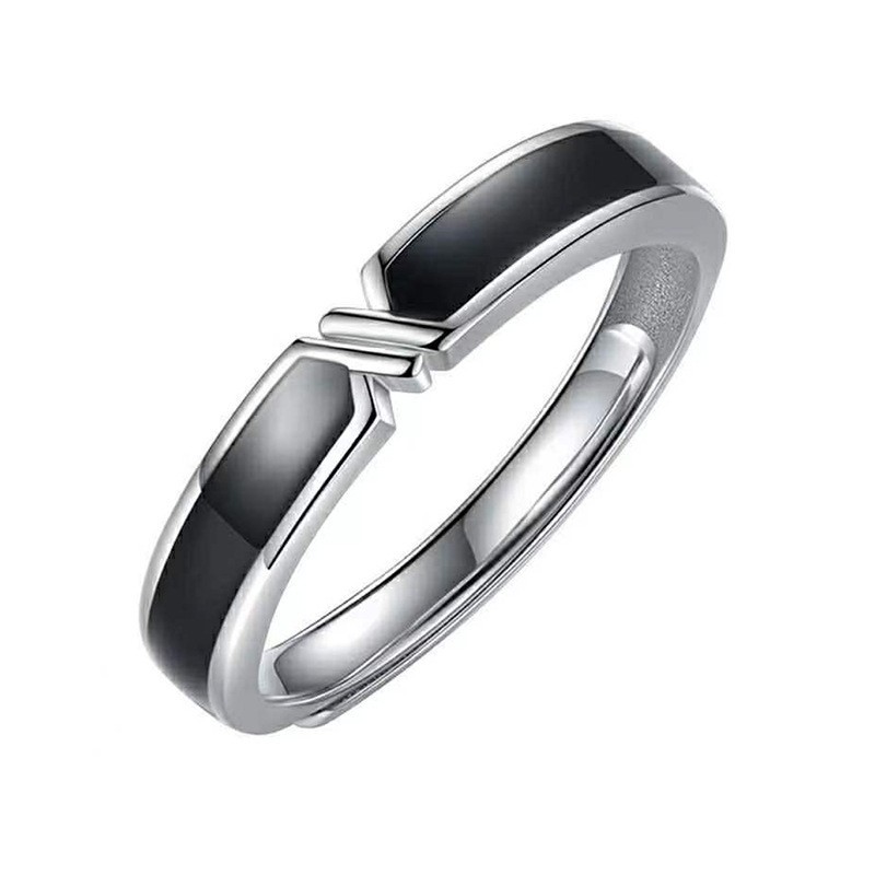 Ins nicho moda apertura pareja anillo femenino diseño popular en blanco y negro anillo de alta gama para hombres y mujeres joyería de mano image 5