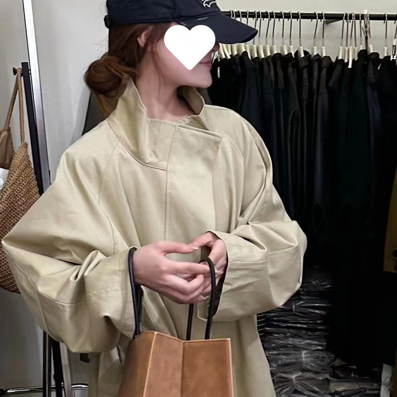 高级感超好看冷淡气质慵懒风衣女2025春秋款灰色大衣超长款立领外|undefined