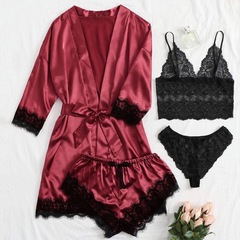 国境を越えた欧米の卸売り女性の家服のシルクパジャマセットのバスローブメーカーのソースが代理である
