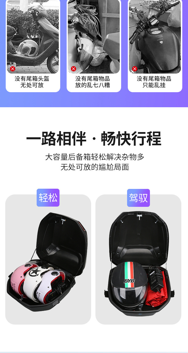 Universal Electric Vehicle Trunk for Aima, Yadea, and Loncin Thickened Large Electric Scooter and Motorcycle Tail Box