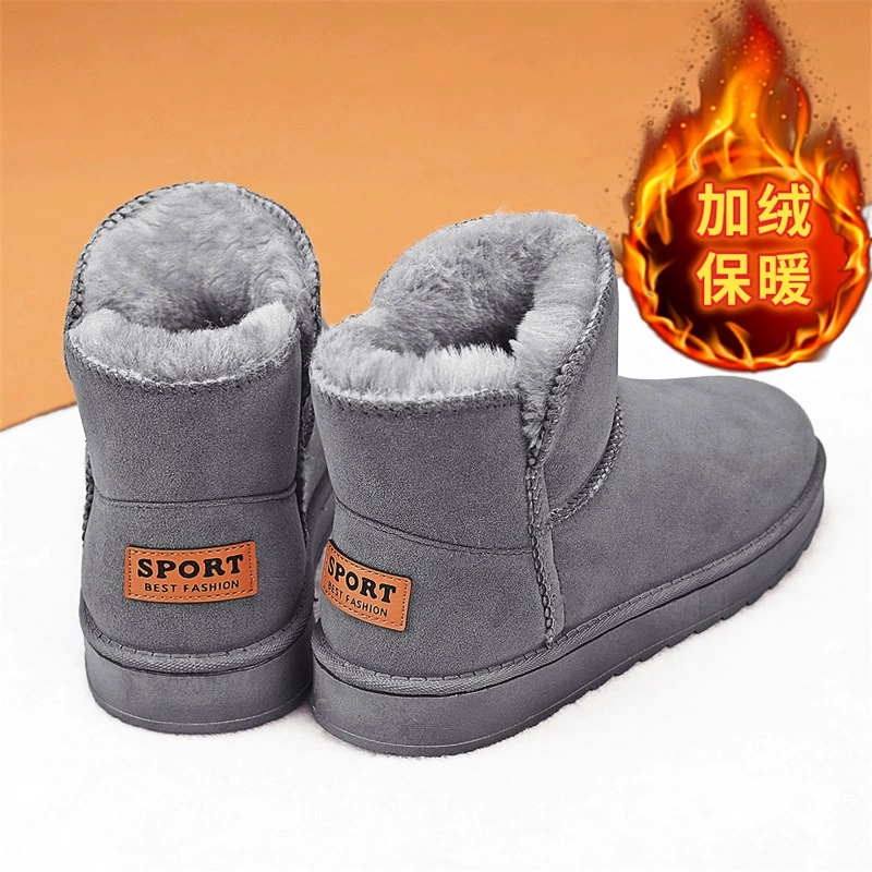 Зимние сапоги, мужские зимние парные туфли для хлеба, на флисовой подкладке, хлопковая обувь из теплотехнического материала, меховые водонепроницаемые противоскользящие ботинки