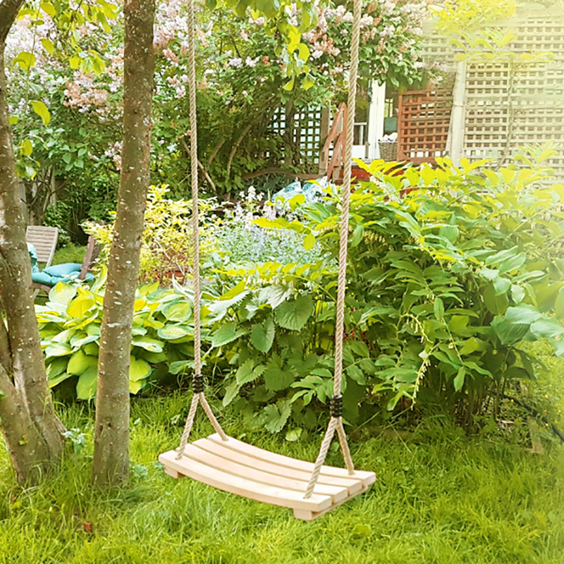 Swing de madera asiento patio jardín parque de juegos colgante columpio de madera para adultos niños set swing al aire libre