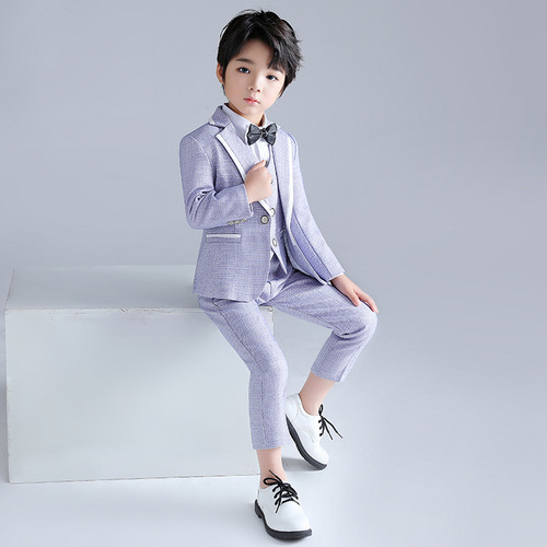 Toddlers Flower boys formal dress suit for wedding party piano singers chorus stage performance suit blazers and pants photography stage outfits for kids 