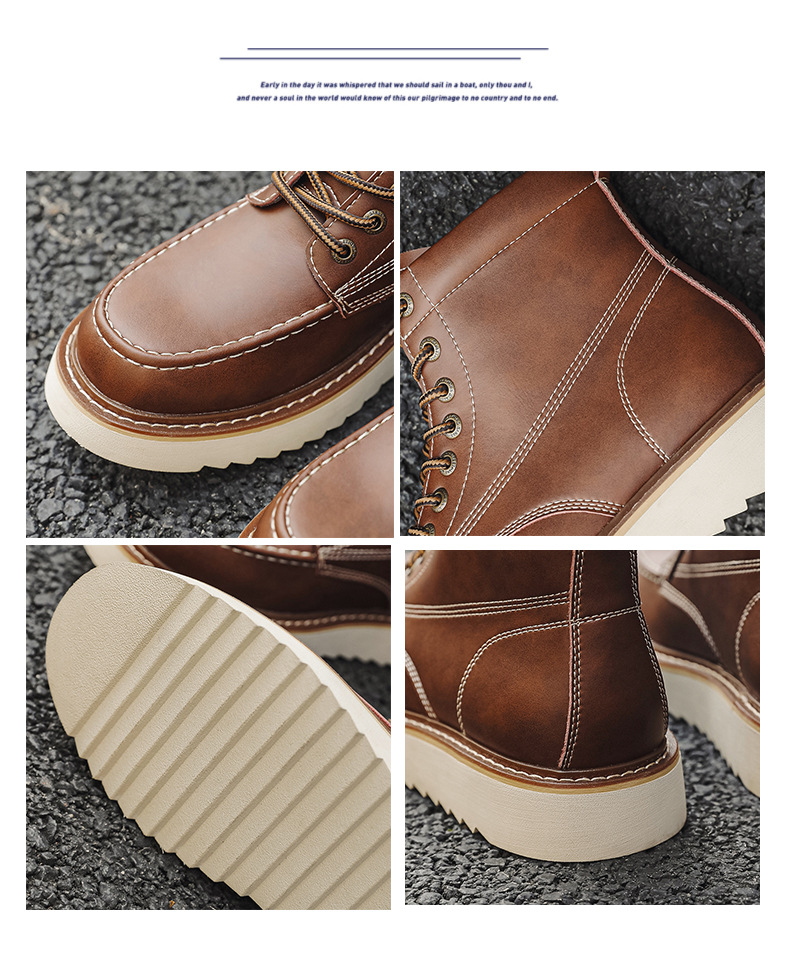Herren Martin Boots Mit Dicker Sohle Für Outdoor Und Arbeit_voghion.com