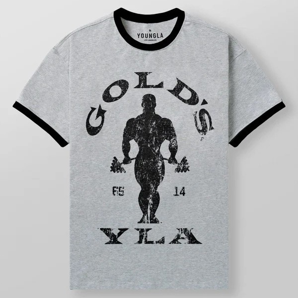 New YOUNGLA co-branded GOLDSGYM short-sleeved retro gym men's and…