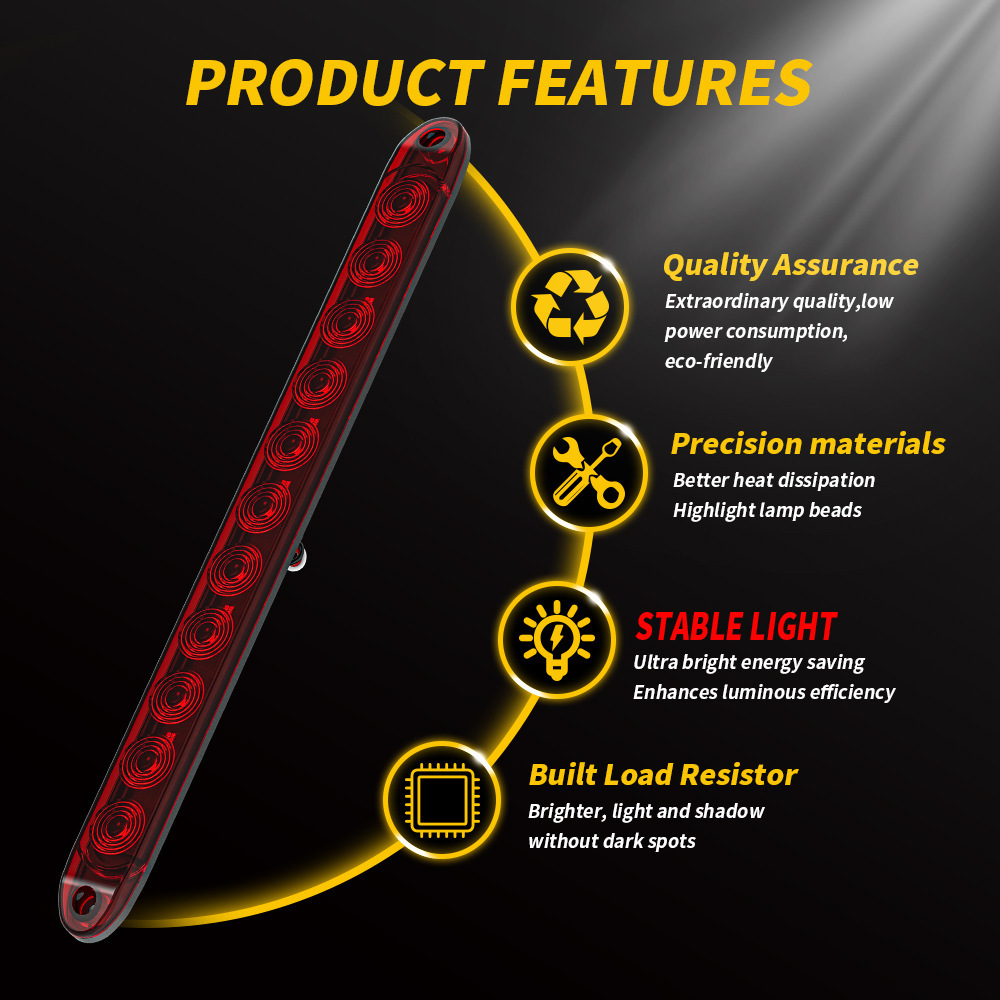 Suitable for Truck Tail Lights 11Led High Brake Lights 12V Turn Signal Lights Modified Long Tail Lights Red Light