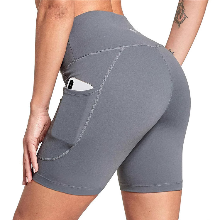 European and American Cross-Border High-Elasticity Yoga Shorts, Women's Tight-Fitting Butt-Lifting Shorts with Pockets, Fitness Running Sports Pants Yj648
