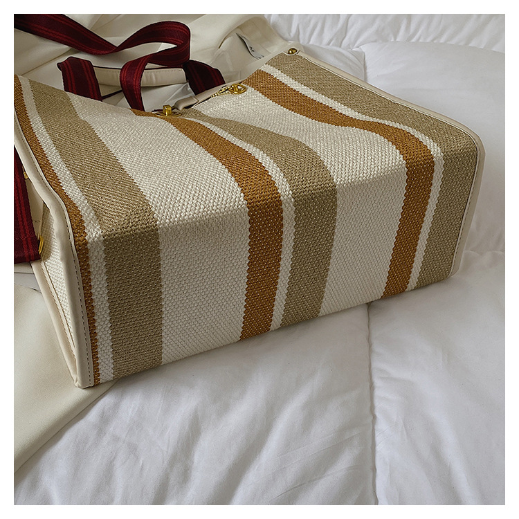 Grote canvas draagtas voor dames denim schoudertas vintage stijl_voghion.com