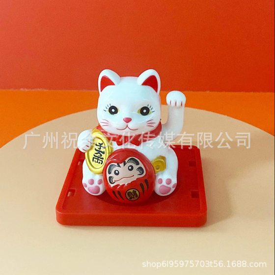 Solar energy automatic waving dharma mini cat shop opening gift car home lucky cat small ornaments cross border