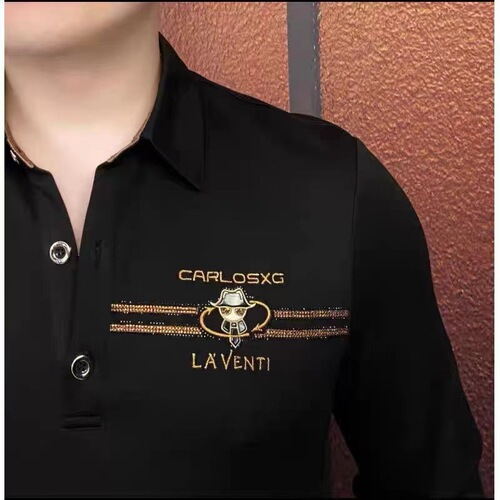 New Autumn Men's High-Quality Long-Sleeve Polo Shirt with Stand Collar, Lightweight Luxury Business Casual Versatile Stylish Minimalist Harajuku Top