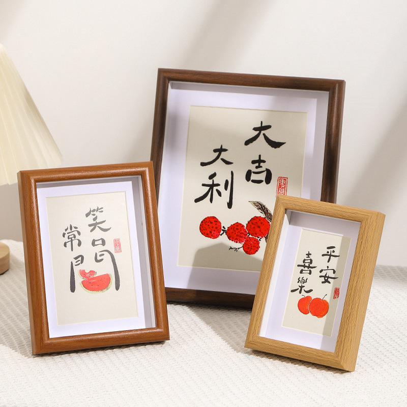 2F新品立體中空標本框相框木質擺台蝴蝶昆蟲粘土乾花相框書法字畫