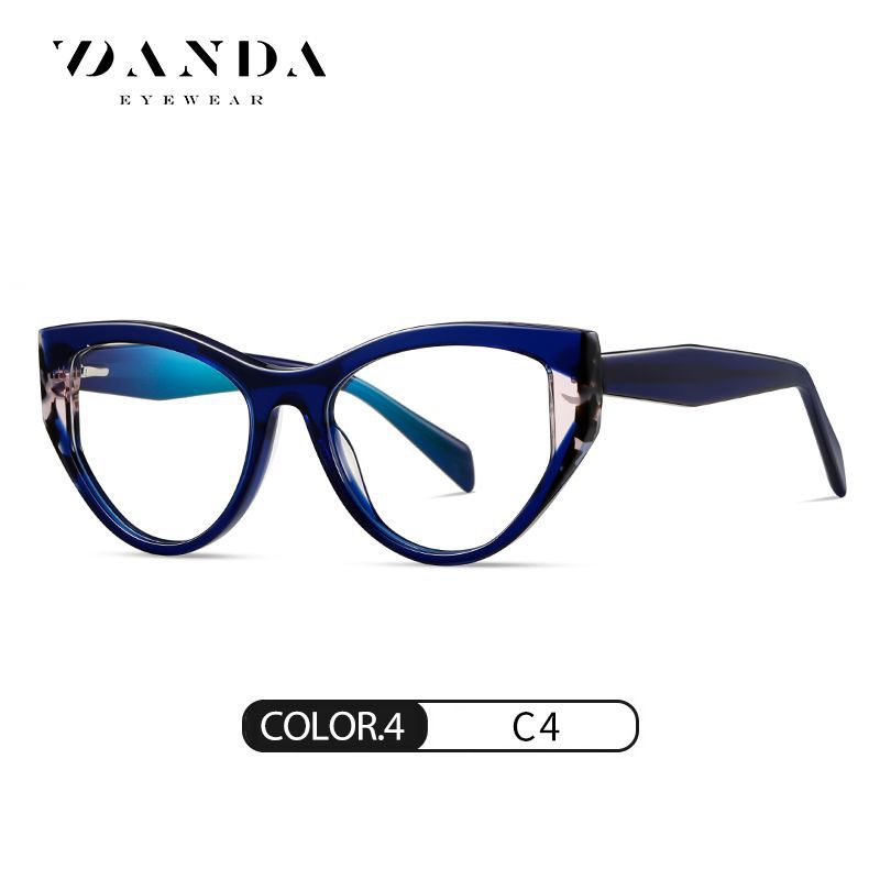 Placa de lote puntual Gafas anti-azul F22103 Espejo plano de ojo de gato retro de moda Marco óptico para hombres y mujeres