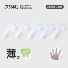六指鼠儿童袜子男童女童春夏季中大童薄款中筒白色女宝宝学生短袜