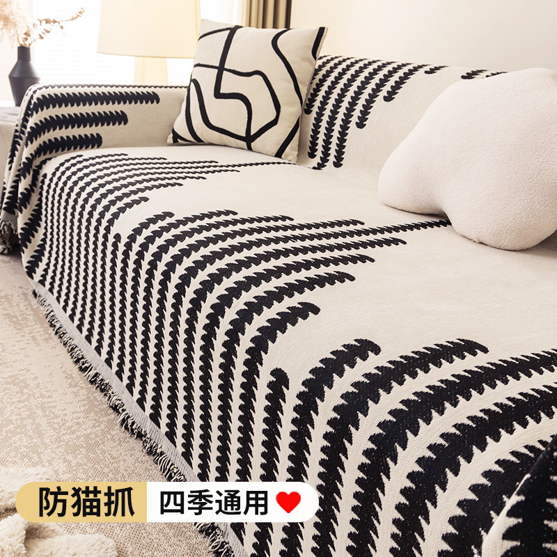 跨境高级感四季通用沙发盖布雪尼尔一整张防猫抓沙发巾沙发套罩|undefined