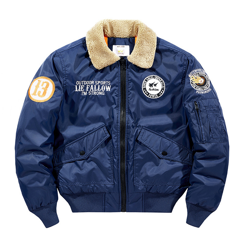 Men's Clothing pilot jacket workwear flight suit embroidered jacket plus cotton lapel top_voghion.com
