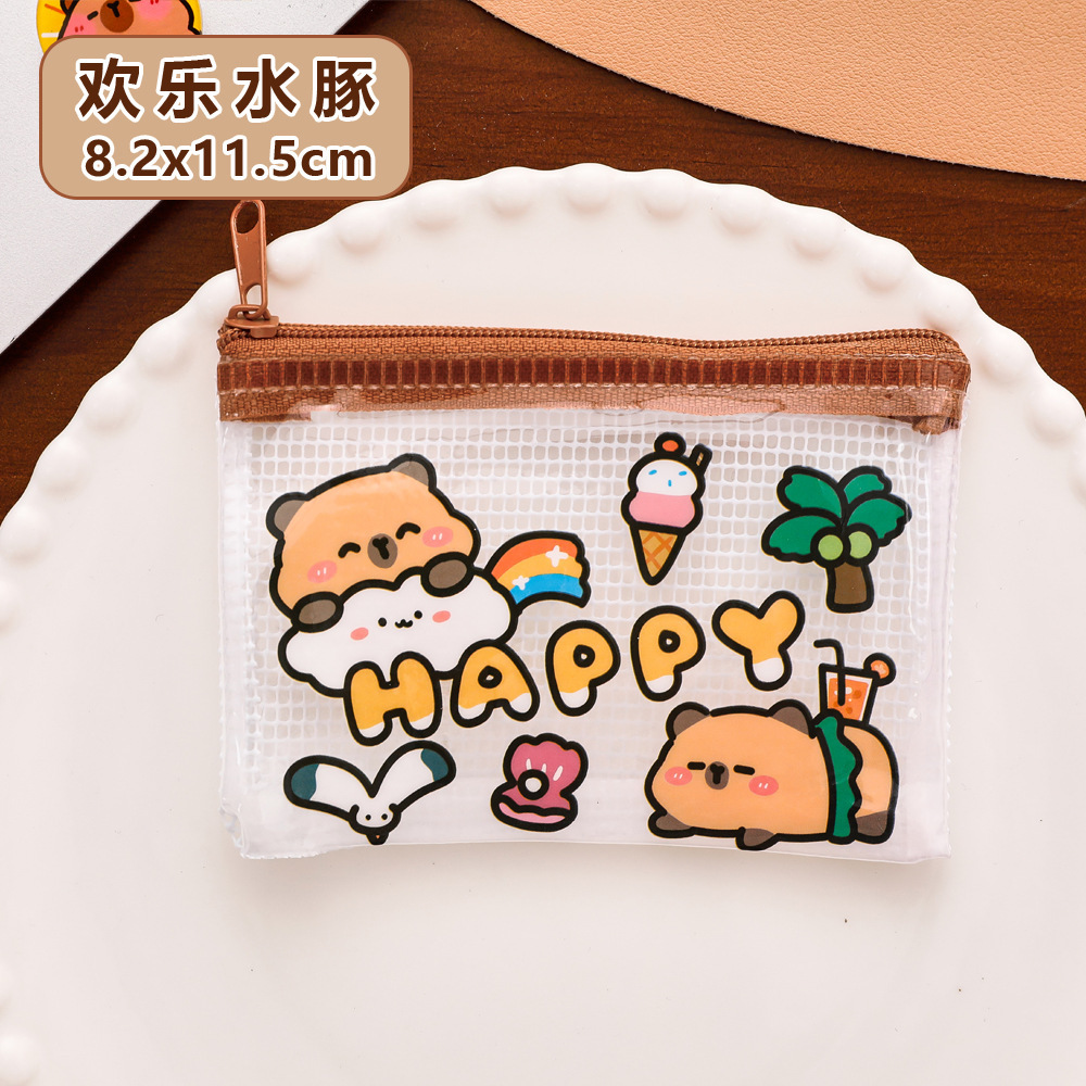 Kapibala bolsa de monedas PVC de dibujos animados linda bolsa de almacenamiento bolsa de cosméticos transparente auriculares portátiles tarjeta estuche para llaves