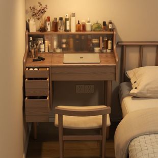 Solid Wood Dressing Table Storage Cabinet Dressing Table Modern Simple Bedroom Flip Dressing Table Desk Dressing Table Integrated