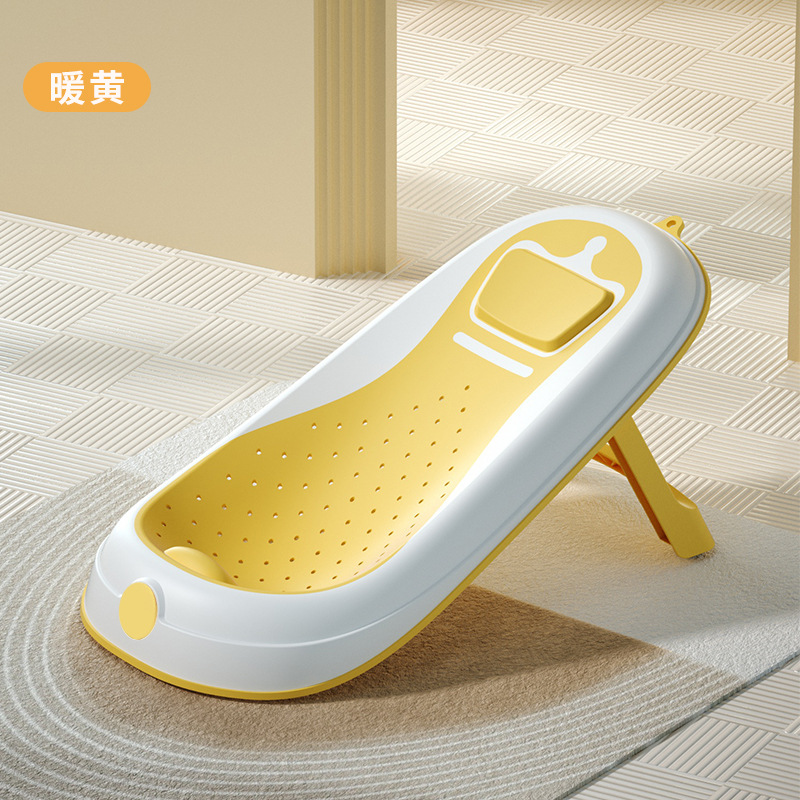 Soporte de baño de corona, baño de bebé, soporte de baño de temperatura para bebé, cama de baño de goma blanda plegable, bolsillo de red para recién nacidos