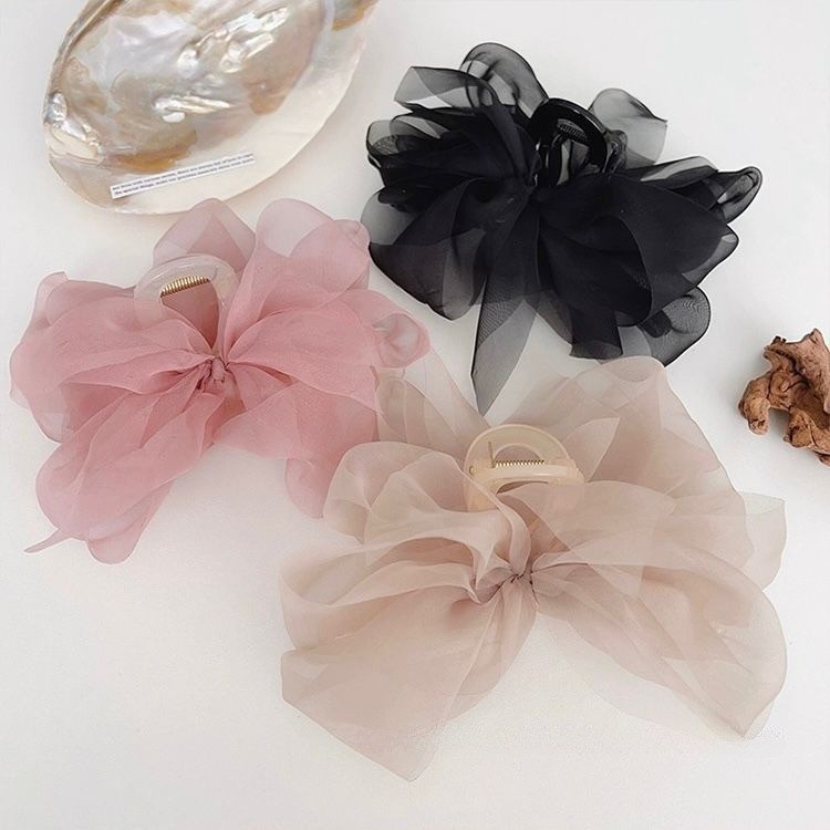 2024網紅新款蝴蝶結抓夾女大號髮夾後腦勺發卡夾子高端鯊魚夾頭飾